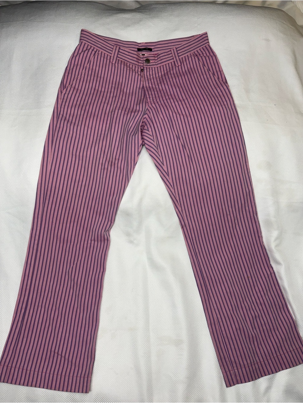 Versace Classic Striped Pink & Navy Straight-Leg Pants - Size 34